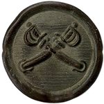 Little Bighorn Battle Relic -- U.S. Cavalry Button of Crossed Swords Likely From Custers 7th Cavalry, Worn by a Soldier at the Battle of Little Bighorn -- From the Stella Foote Collection